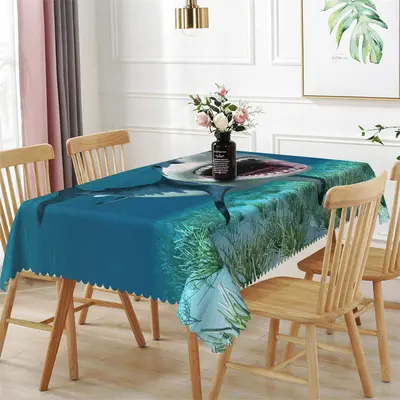 Seabed Giant Fiercely Shark Rectangle Tablecloth - Aperturee