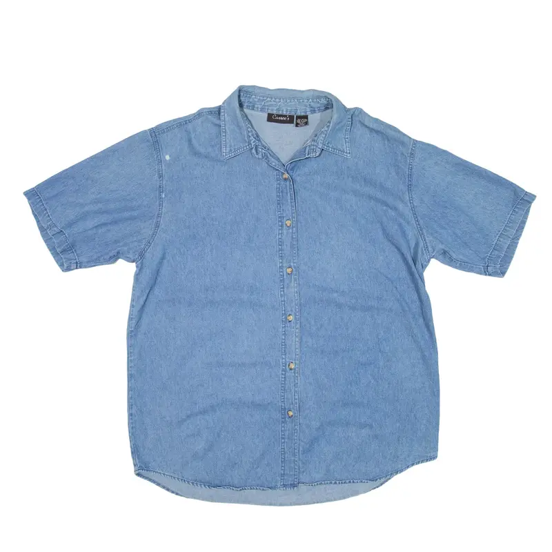 CANEES Denim Shirt Blue Short Sleeve Womens 2XL