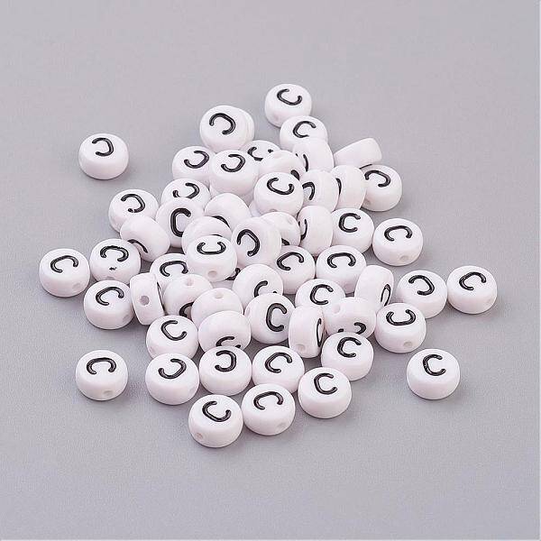 Flat Round with Letter C Acrylic Beads