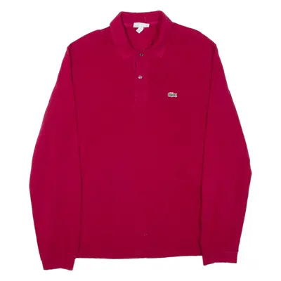 LACOSTE Mens Polo Shirt Maroon Long Sleeve XL