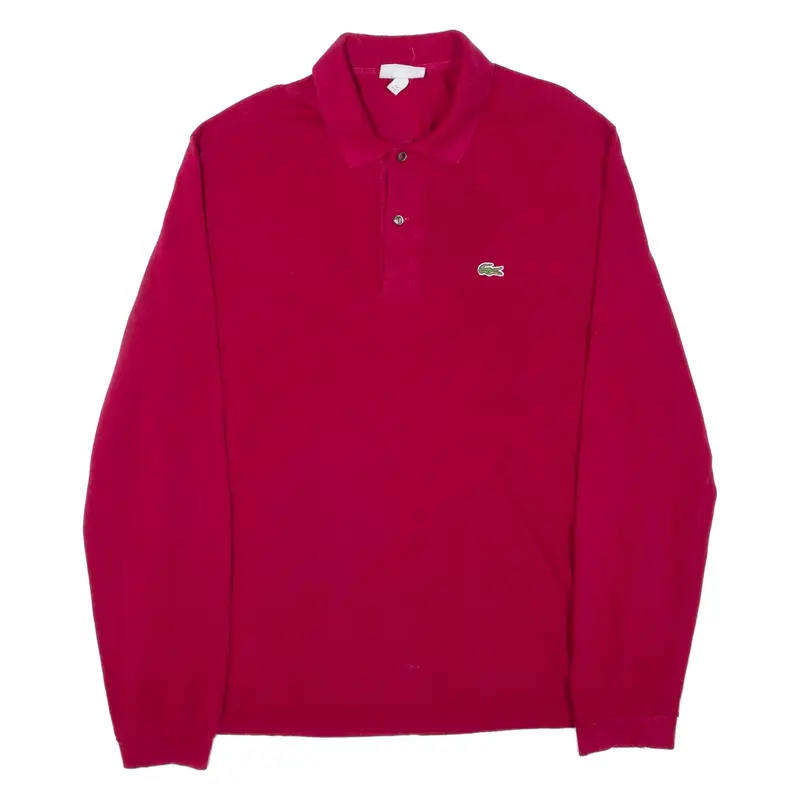 LACOSTE Mens Polo Shirt Maroon Long Sleeve XL