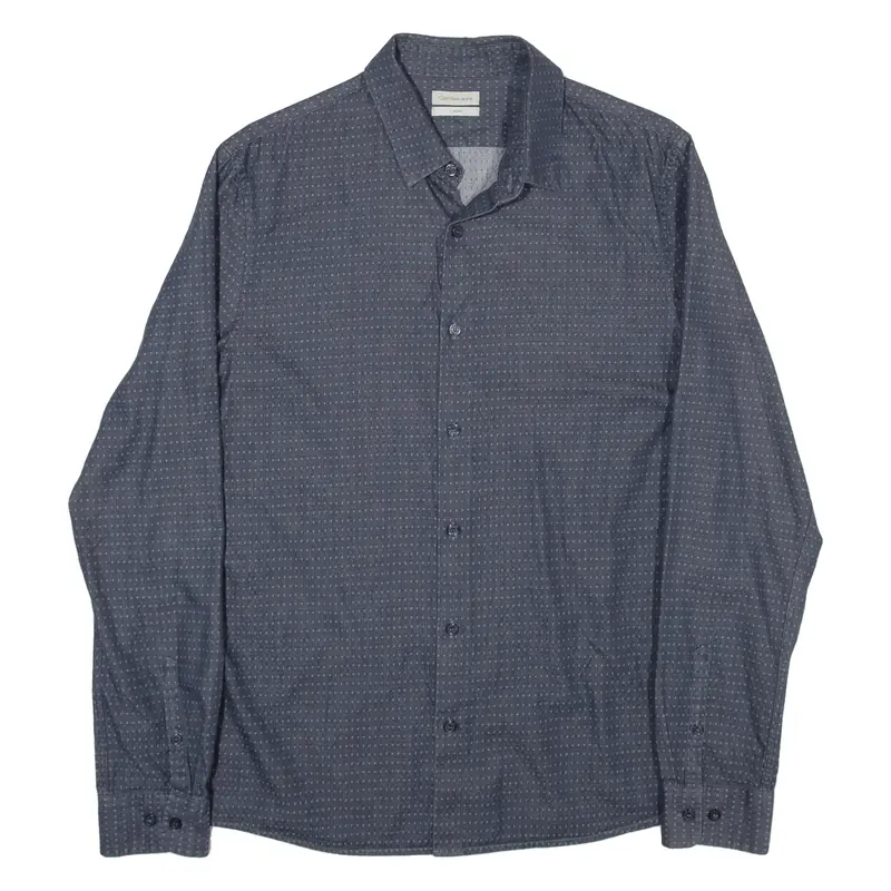 CALVIN KLEIN JEANS Mens Shirt Grey Diamond Long Sleeve L