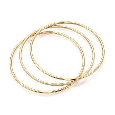 3Pcs 304 Stainless Steel Plain Bangles Set For Women