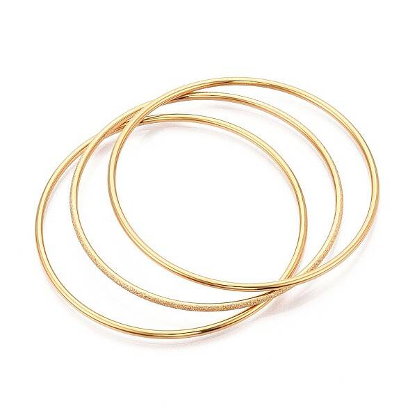 3Pcs 304 Stainless Steel Plain Bangles Set For Women
