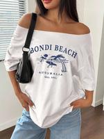 Women's Plain Off Shoulder Tee, Casual Trendy Off Shoulder T-shirt for Summer, Women's Top for Daily Wear