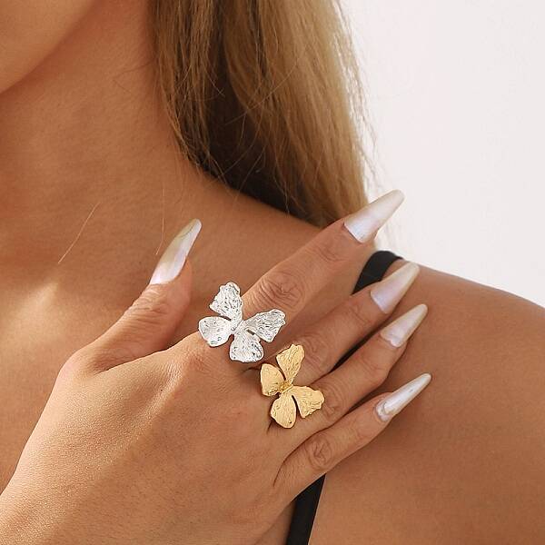 Butterfly Alloy Open Cuff Rings for Women