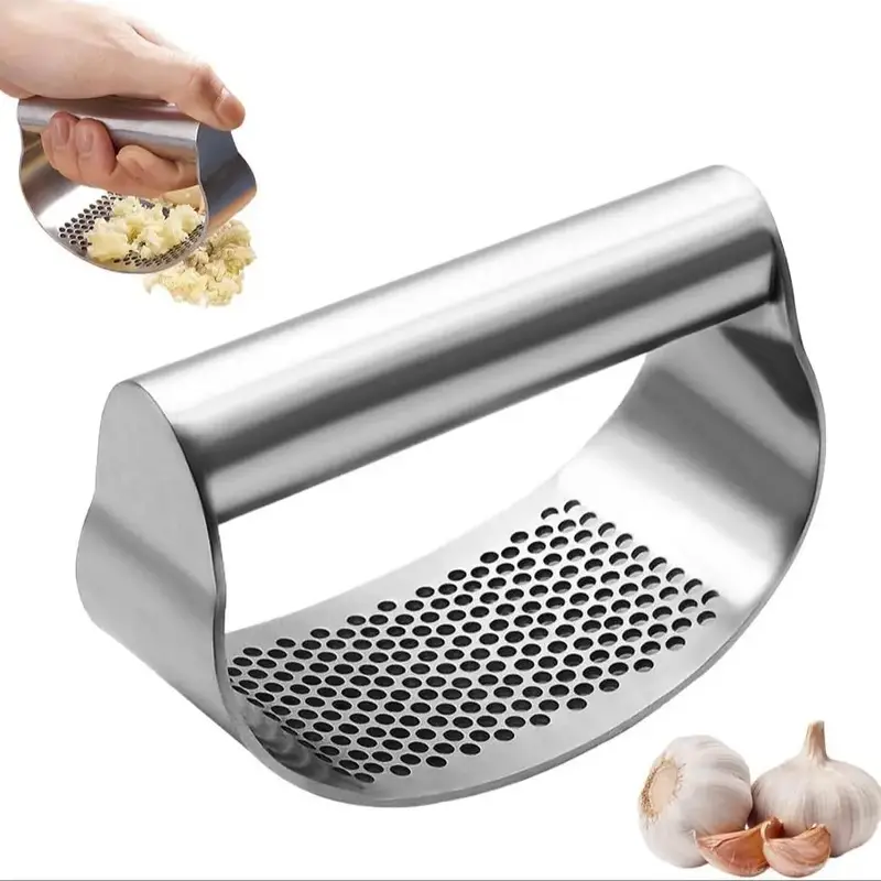 Easy Clean Stainless Steel Garlic Press, 1 Count Garlic Mincer with Handle, Kitchen Gadgets for Home Use, Household Kitchen P...