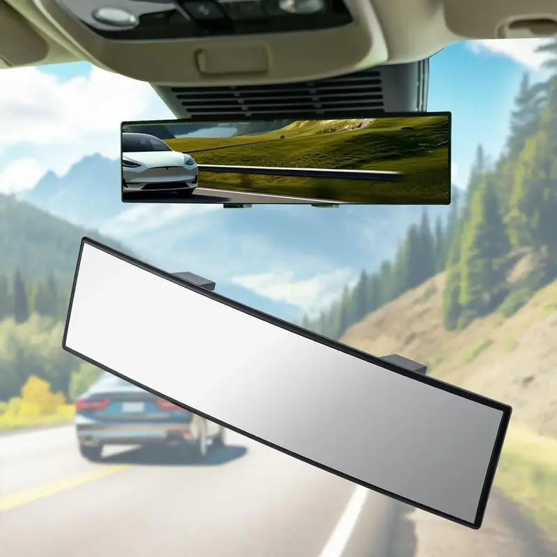 11.81 Inch Panoramic Convex real view Mirror, Interior Clip-on Wide Angle to Reduce Blind Spot Effectively for Car SUV Trucks...
