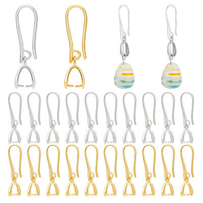 4 Sets 2 Colors Brass Earring Hooks