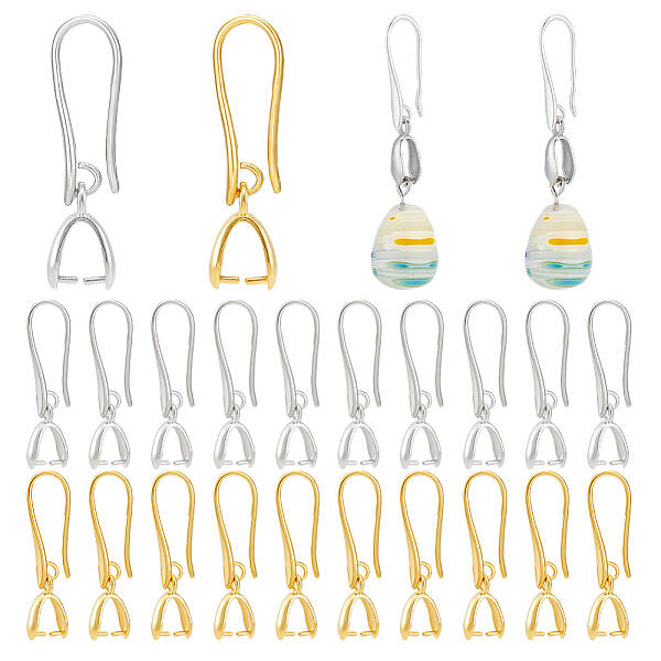 4 Sets 2 Colors Brass Earring Hooks