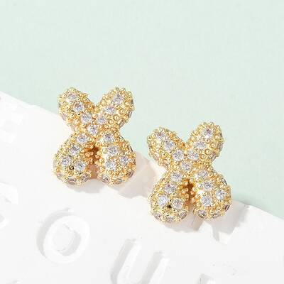 Brass Micro Pave Cubic Zirconia Stud Earrings