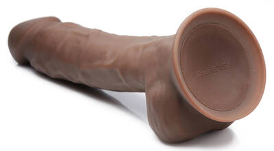 Fleshstixxx 8 Vibrating Silicone Dildo With Balls Brown