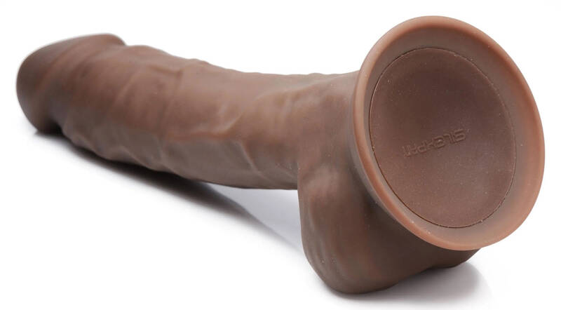 Fleshstixxx 8 Vibrating Silicone Dildo With Balls Brown