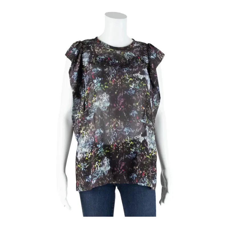 IRO Abstract Blouse Black Sleeveless Womens S
