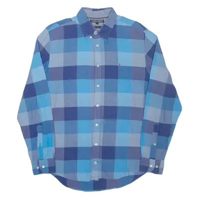 TOMMY HILFIGER New York Fit Mens Shirt Blue Check Long Sleeve M