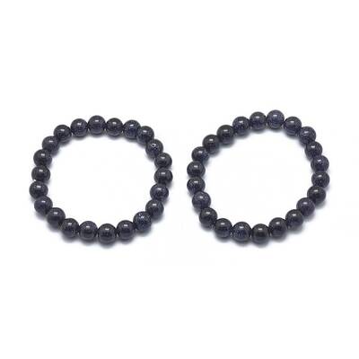 Synthetic Blue Goldstone Beads Stretch Bracelets