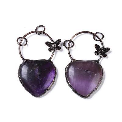 Natural Amethyst Heart Big Pendants