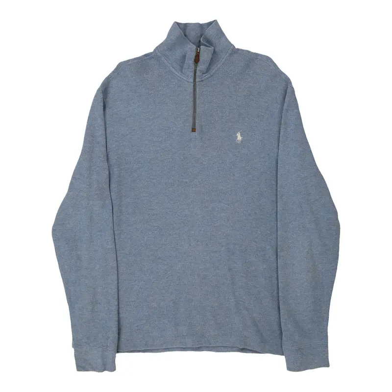 Ralph Lauren 1/4 Zip - Medium Blue Cotton