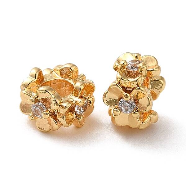 Brass Micro Pave Cubic Zirconia Beads
