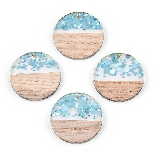 Transparent Resin & White Wood Pendants