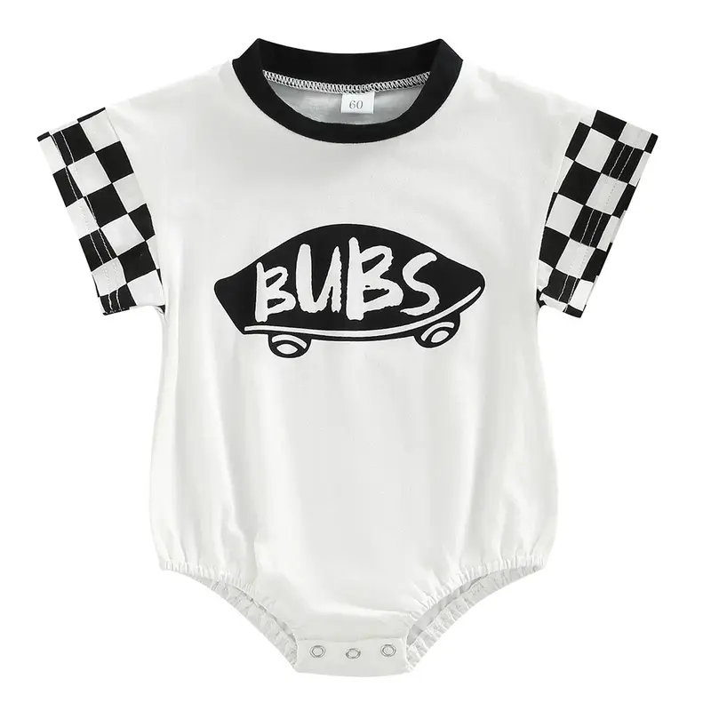 Newborn Baby Boy Girl Checkerboard Summer Romper Infant Checkered Bubs Short Sleeve Onesies Bodysuit Jumpsuit