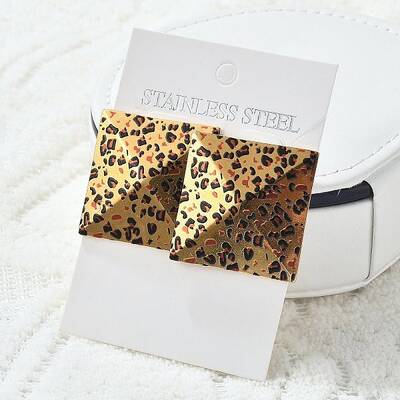 304 Stainless Steel Enamel Stud Earrings