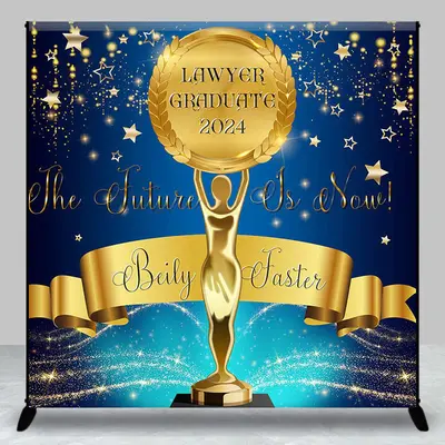 Navy Blue Glitter Lawyer Graduation Custom Backdrop - Aperturee