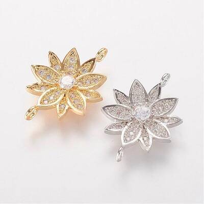 Brass Micro Pave Cubic Zirconia Links