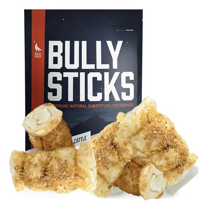 5-6” Bully-Dusted Beef Collagen Cheek Rolls (5 Pack) 100% Natural and Extra-Thick - Long-lasting for Big Dogs and Aggressiv...