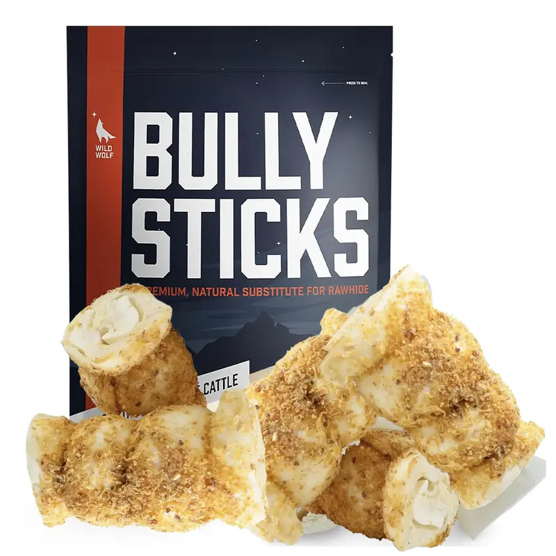 5-6” Bully-Dusted Beef Collagen Cheek Rolls (5 Pack) 100% Natural and Extra-Thick - Long-lasting for Big Dogs and Aggressiv...