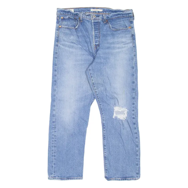 LEVI'S Premium Wedgie Distressed Womens Jeans Blue Straight Stone Wash W31 L26