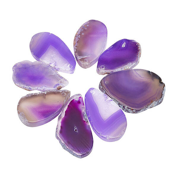 8Pcs Natural Agate Dyed Big Pendants