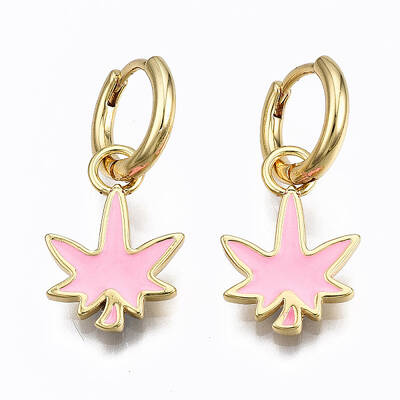 Brass Enamel Huggie Hoop Earrings