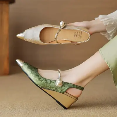 CHIKO Milena Pointy Toe Wedge Slingback Shoes