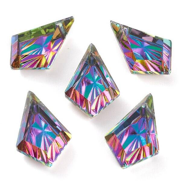 Embossed Glass Rhinestone Pendants