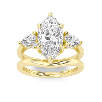 Celestia Lab Grown Marquise Diamond Engagement Ring with the Luna Wedding Band | 18K Yellow Gold 3 1/10 ct. tw.