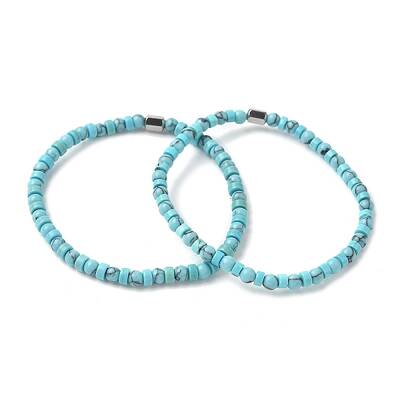 Synthetic Turquoise Beads Stretch Bracelets for Women Men