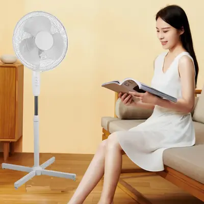 NW6Lbs 16 Inch  Fan 3-Speed 90° Oscillation Adjustable Height Fan Portable  Standing Floor Fan for living room, bedroom, kit...