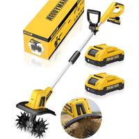 Alloyman 20V Cordless Tiller Cultivator, 360RPM Electric Garden Tiller, with 2 * 2.0Ah Batteries & Charger, 9In Tilling Width...
