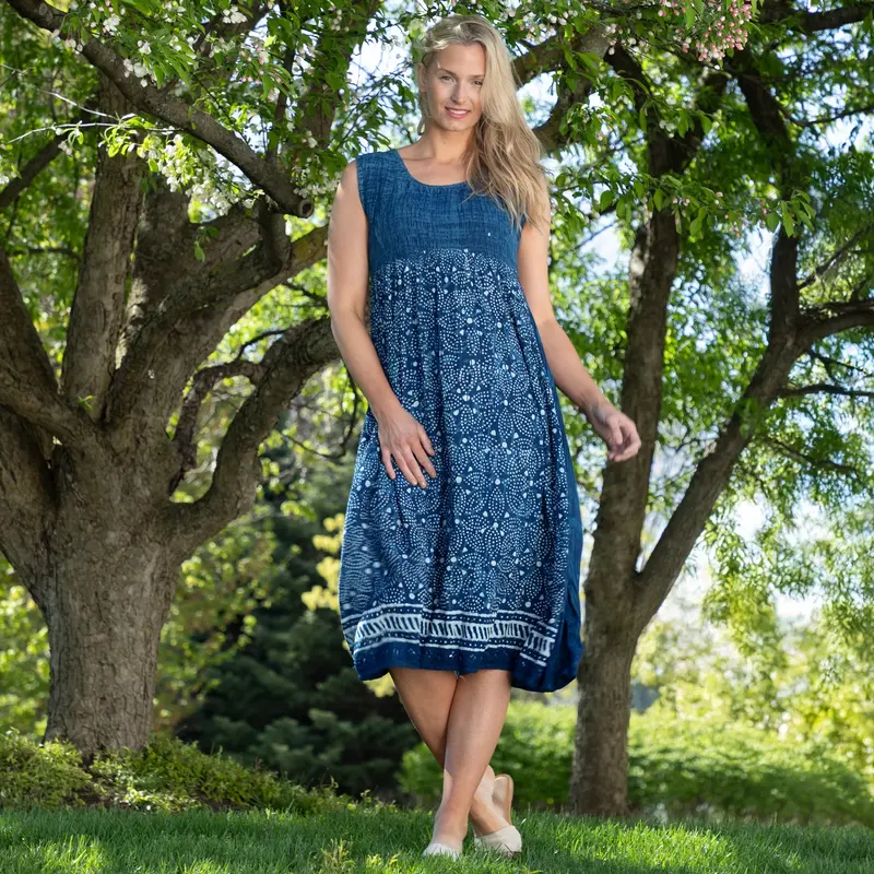 Henna Tie-Dye Sleeveless Midi Dress - Orchid - OSFM Plus
