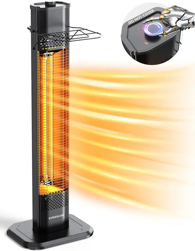 VAGKRI fan Heater, 1500W 36-42 inch indoor heater  with 3 Heating Levels, Tip-Over & Overheat Protection, IPX5 Waterproof Tow...