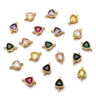 Real 18K Gold Plated Brass Micro Pave Cubic Zirconia Links Connectors