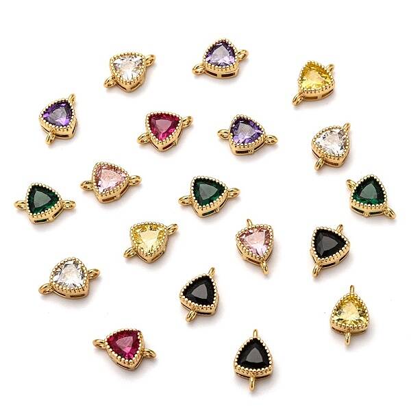 Real 18K Gold Plated Brass Micro Pave Cubic Zirconia Links Connectors