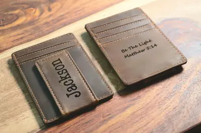 Personalized Leather Magnetic Money Clip
