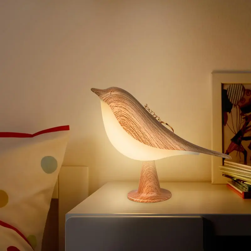 Small Bird Touch Lamp, Dimmable and Cordless Bird Night Light, USB Rechargeable Touch Sensor Control Table and Desk Lamp with...