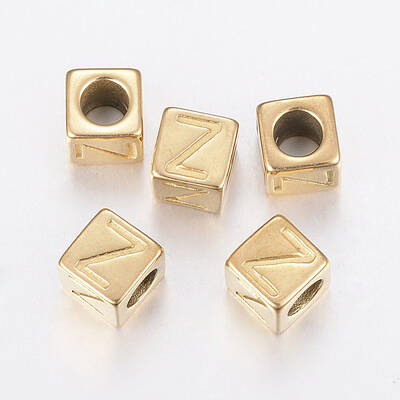 304 Stainless Steel Large Hole Letter European Beads