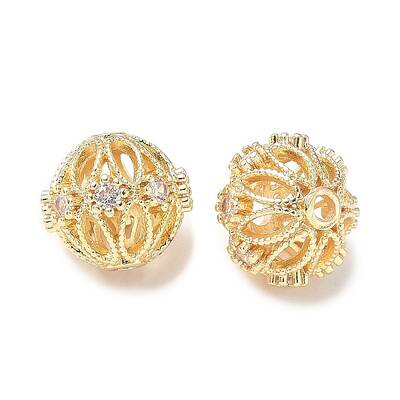 Brass Micro Pave Cubic Zirconia Beads