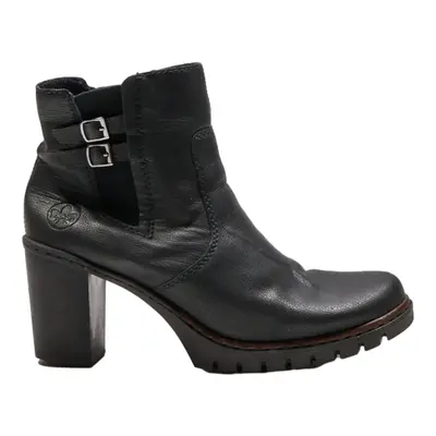 RIEKER Ankle Boots Black Leather Womens UK 6