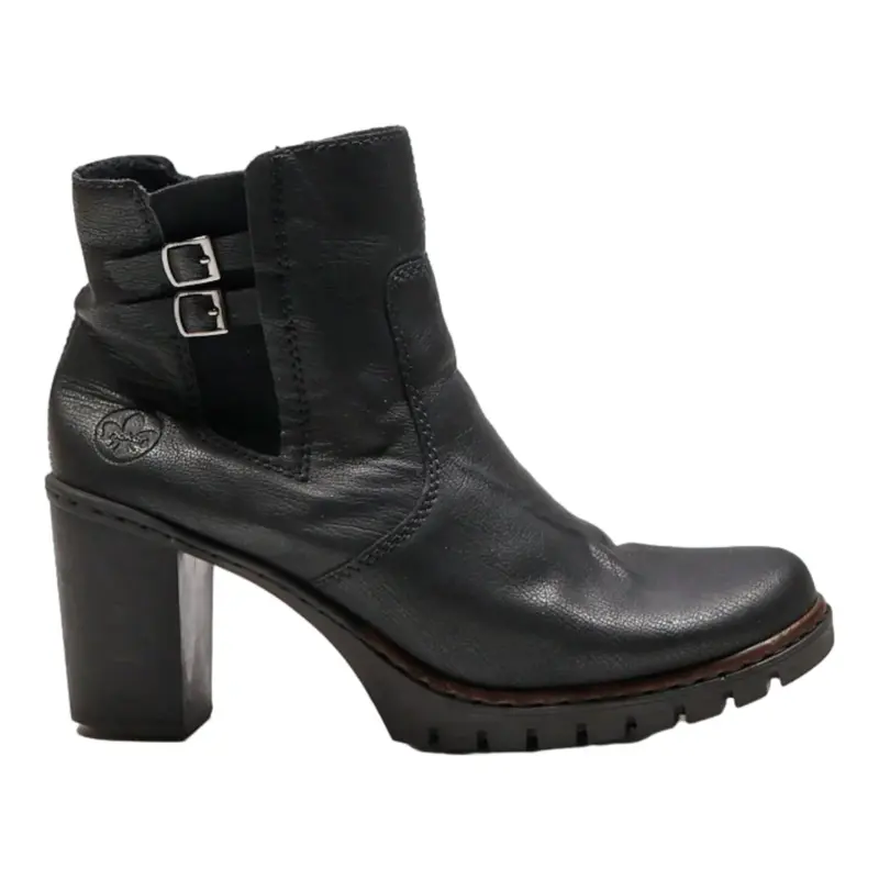 RIEKER Ankle Boots Black Leather Womens UK 6