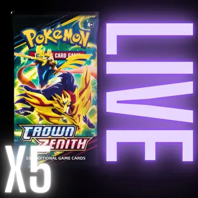 5 PACK BUNDLE Pokemon Crown Zenith Booster Pack Trading Card Game